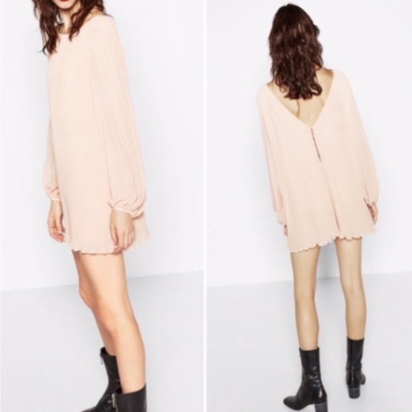 Zara Pleated Long Sleeve Short Romper Small - Picture 5 of 8